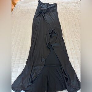 New woman’s Lg Elegant Black dress- cute slit up the front and one sleeve!